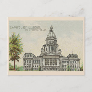 Vintage Illinois Capitol Building Drawing 1889 Postcard