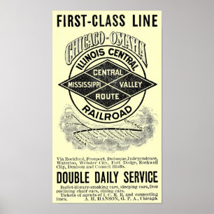 Vintage Illinois Central RR Poster