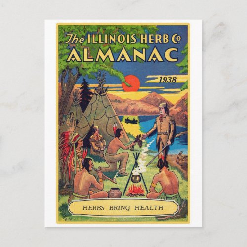 Vintage Illinois Herb Company Almanac Postcard