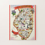 Vintage Illinois Map Jigsaw Puzzle<br><div class="desc">A very old postcard map of  Illinois.</div>