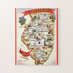 Vintage Illinois Map Jigsaw Puzzle