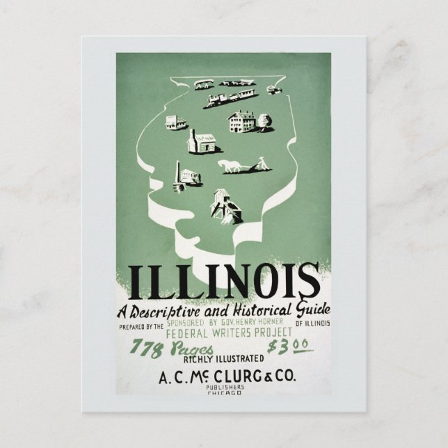 Vintage Illinois travel guide ad Postcard (Front)