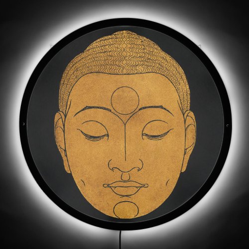 Vintage Illuminated Head of Buddha Retro LED Sign