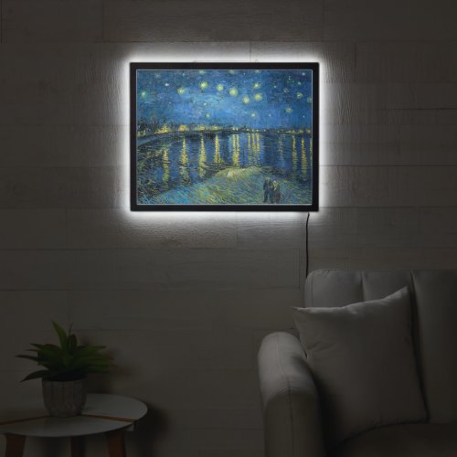 Vintage Illuminated Starry Night Over the Rhone LED Sign