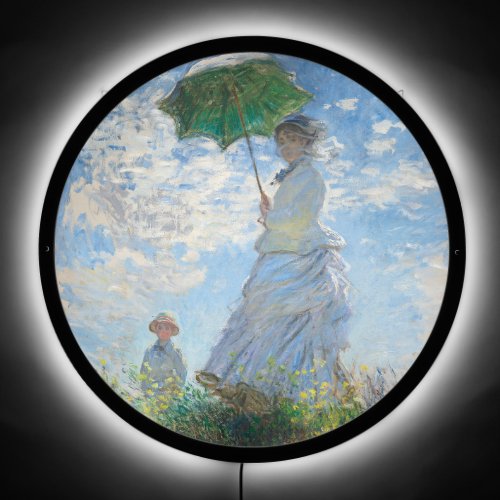 Vintage Illuminated Woman with a Parasol LED Sign