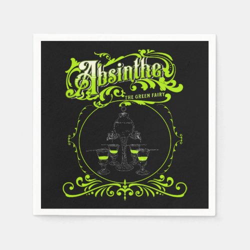 Vintage Illustrated Absinthe Set Napkins