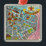 Vintage Illustrated Amsterdam Map Ornament<br><div class="desc">A great,  colorful map of the city of Amsterdam repurposed on an ornament.</div>