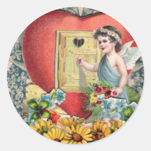 Vintage Illustrated Art Classic Round Sticker (Front)