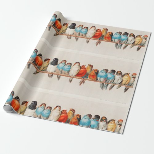 Vintage Illustrated Birds Wrapping Paper