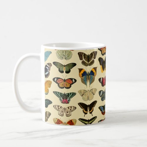 Vintage Illustrated Butterflies _ Yellow Coffee Mug