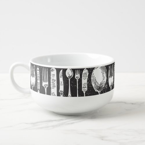 Vintage Illustrated Cutlery Art Soup Mug