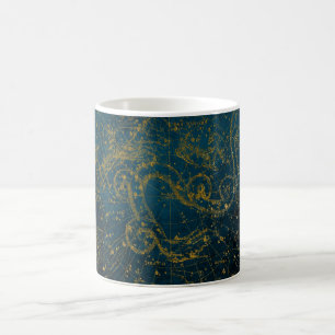 Vintage Illustrated Dark Blue & Gold Star Map Coffee Mug