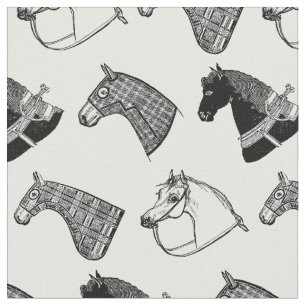 Vintage Illustrated Horses Pattern Antique Horse Fabric