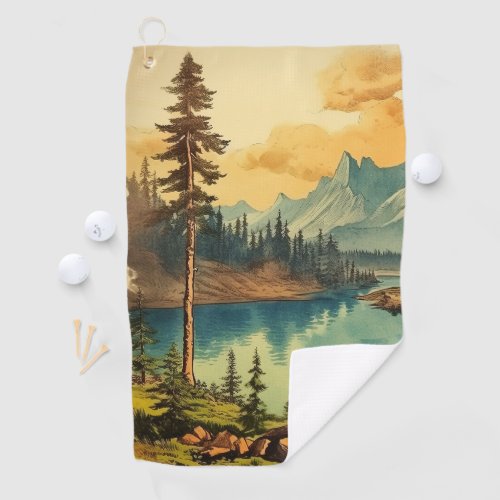 Vintage Illustrated National Park Art Golf Towel