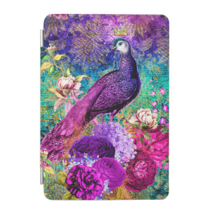 Vintage Illustrated Peacock Grunge Pattern iPad Mini Cover
