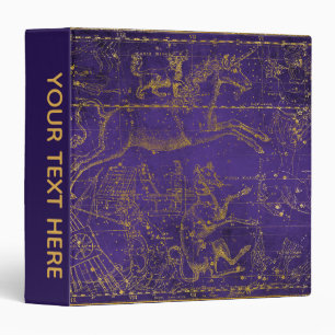 Vintage Illustrated Purple & Gold Star Map 3 Ring Binder
