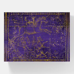 Vintage Illustrated Purple & Gold Star Map Paperweight