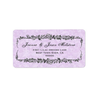 Vintage Illustrated Roses Purple V07 Label