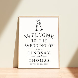 Vintage Illustrated Wedding Welcome Sign