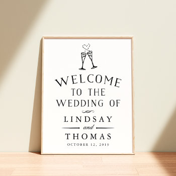 Vintage Illustrated Wedding Welcome Sign by RedwoodAndVine at Zazzle