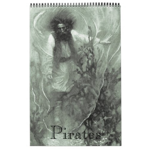 Vintage Illustration 12 Month Pirate  Calendar