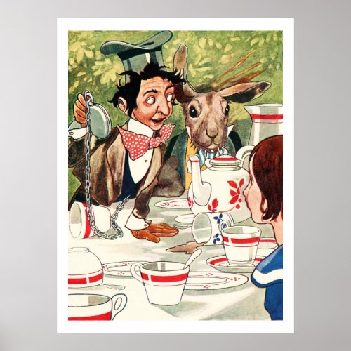 Vintage illustration Alice in Wonderland Poster