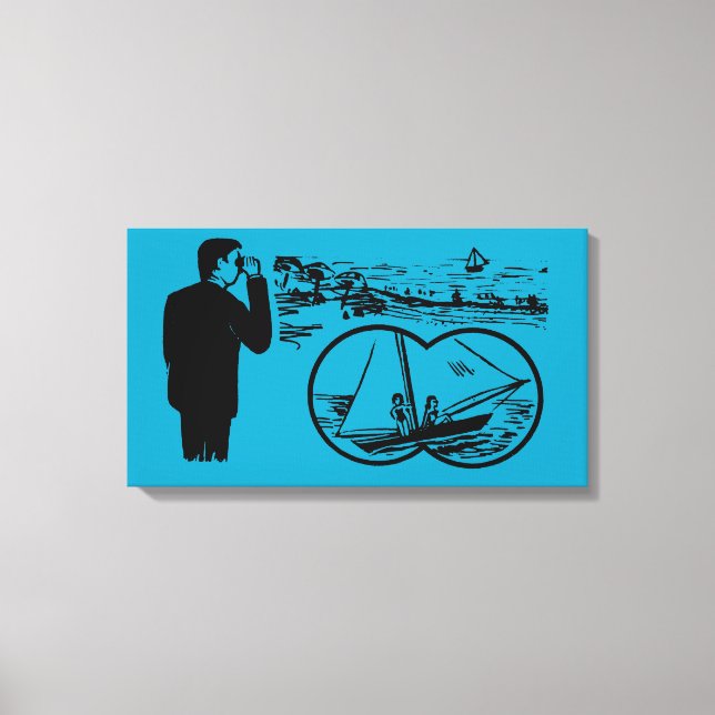 VINTAGE Illustration Binoculars Sailboat Canvas (Front)