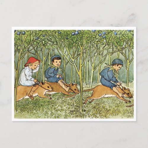 Vintage Illustration Blueberry Forest Elsa Beskow Postcard