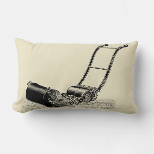 VINTAGE ILLUSTRATION British Lawn Mower Pillow