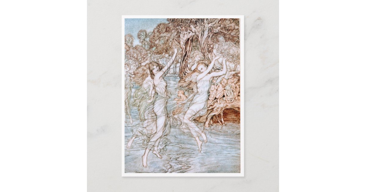 Vintage Illustration by Arthur Rackham Water Nymph Postcard | Zazzle