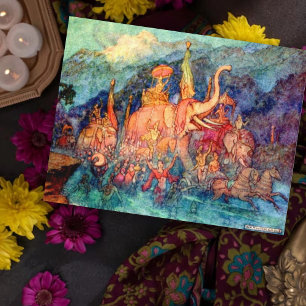 Vintage Illustration by Warwick Goble Hero Returns Postcard