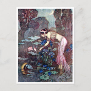 Vintage Illustration by Warwick Goble the Lotus Postcard
