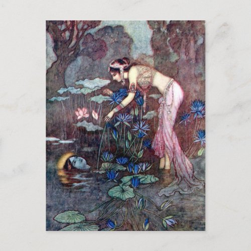 Vintage Illustration by Warwick Goble the Lotus   Postcard