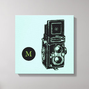 Vintage Illustration Camera 1 Monogram Canvas Print