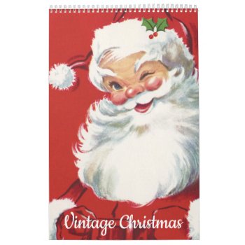 Vintage Illustration Christmas Santa Claus Calendar by ChristmasCafe at Zazzle
