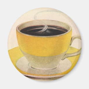 Vintage Illustration Coffee in a Yellow Cup Magnet