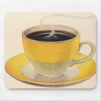 Vintage Illustration Coffee in a Yellow Cup Mouse Pad
