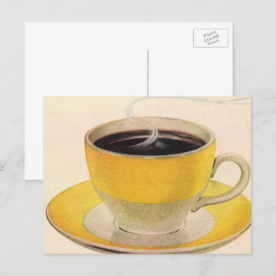 Vintage Illustration Coffee in a Yellow Cup Postcard