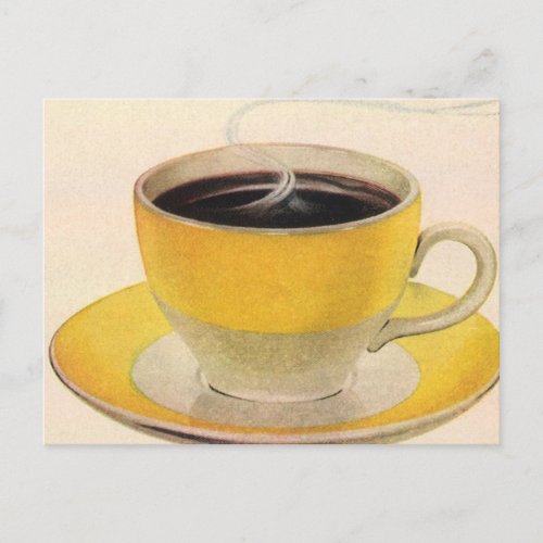 Vintage Illustration Coffee in a Yellow Cup Postcard