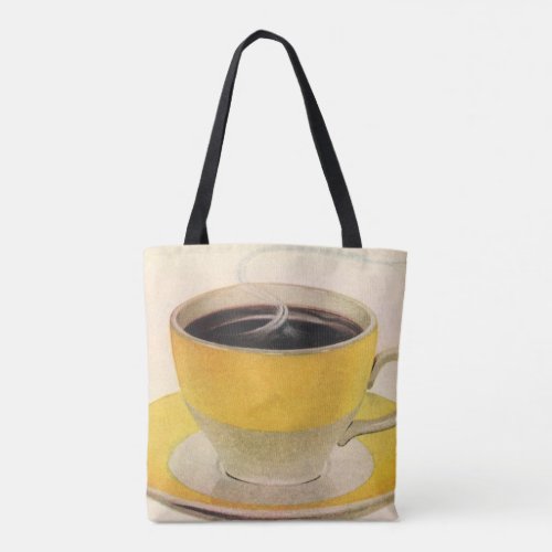 Vintage Illustration Coffee in a Yellow Cup Tote Bag