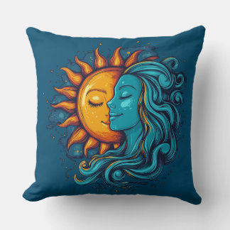 Vintage illustration Day Lady Sky Throw Pillow