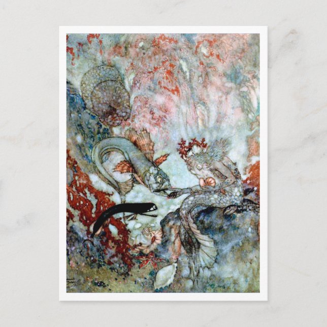 Vintage Illustration Edmund Dulac Mermaid King Postcard (Front)