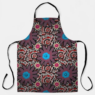 Vintage illustration. Folkloric ethnic purple, red Apron