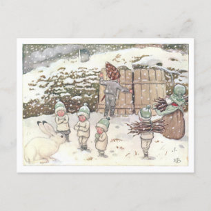 Vintage Illustration Forest Children Elsa Beskow Postcard