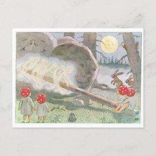 Vintage Illustration Forest Children Elsa Beskow Postcard