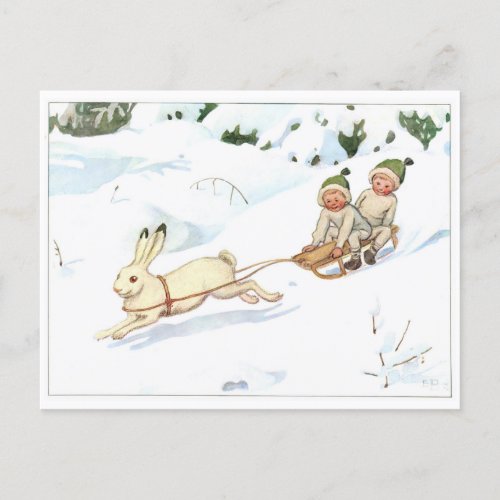 Vintage Illustration Forest Children Elsa Beskow Postcard