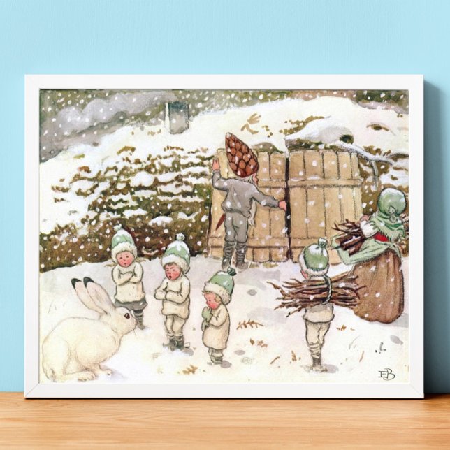 Vintage Illustration Forest Children Elsa Beskow Poster (Creator Uploaded)