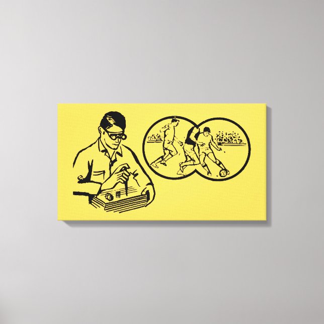 Vintage Illustration Hobby Soccer Canvas Print (Front)