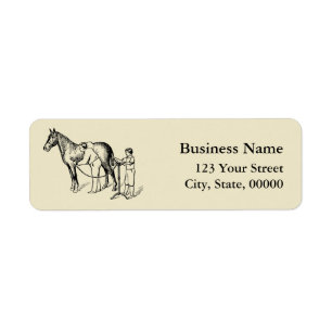 VINTAGE ILLUSTRATION Horse Clipping Address L Label