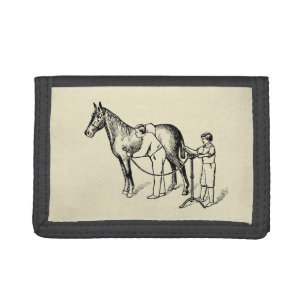 VINTAGE ILLUSTRATION Horse Clipping W Tri-fold Wallet